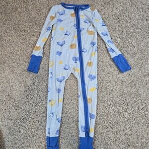 Angel Dear Hanukkah Bamboo 2-Way Zip Footie 18-24m